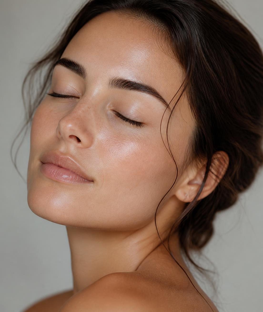 Rosto feminino com aparência natural após harmonização facial